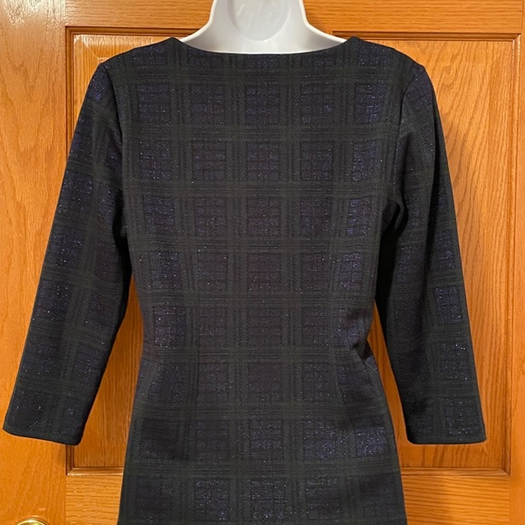 Talbots Navy Green Plaid Top SP - Picture 3 of 5